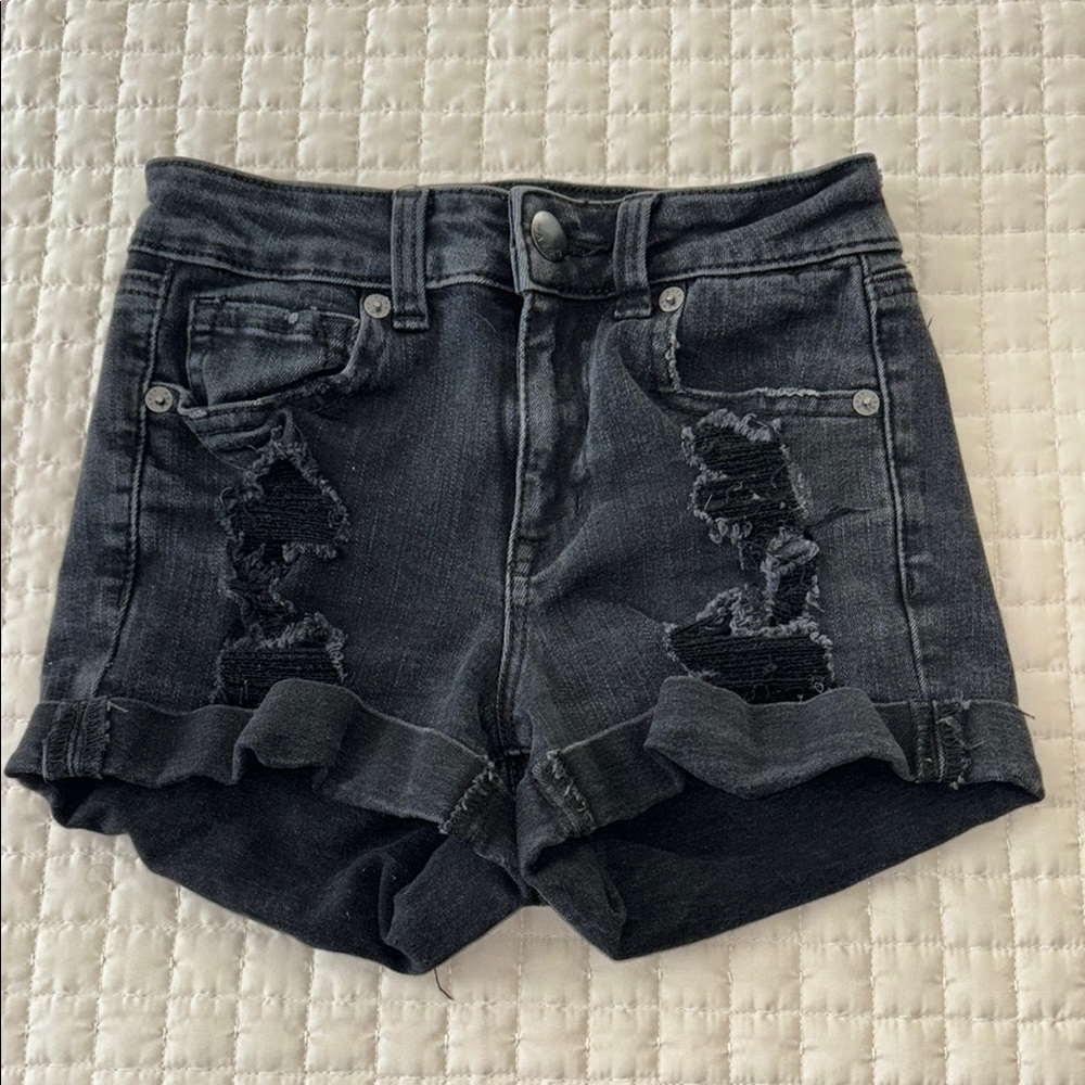 Aeropostale Black Jean Shorts with Distressing